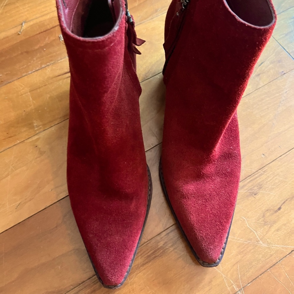 Red suede Sam Edelman ankle boots